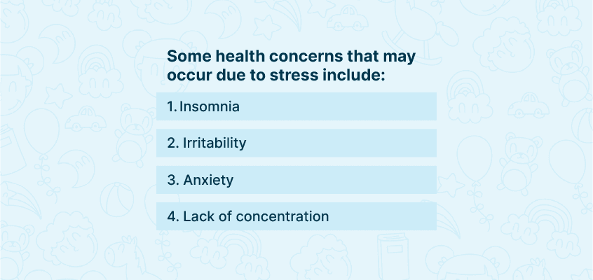 Health concerns that may occur due to stress including 